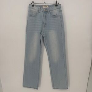 GRLFRND Light Wash High Rise Straight Leg Size 27 Denim Jeans Light Blue